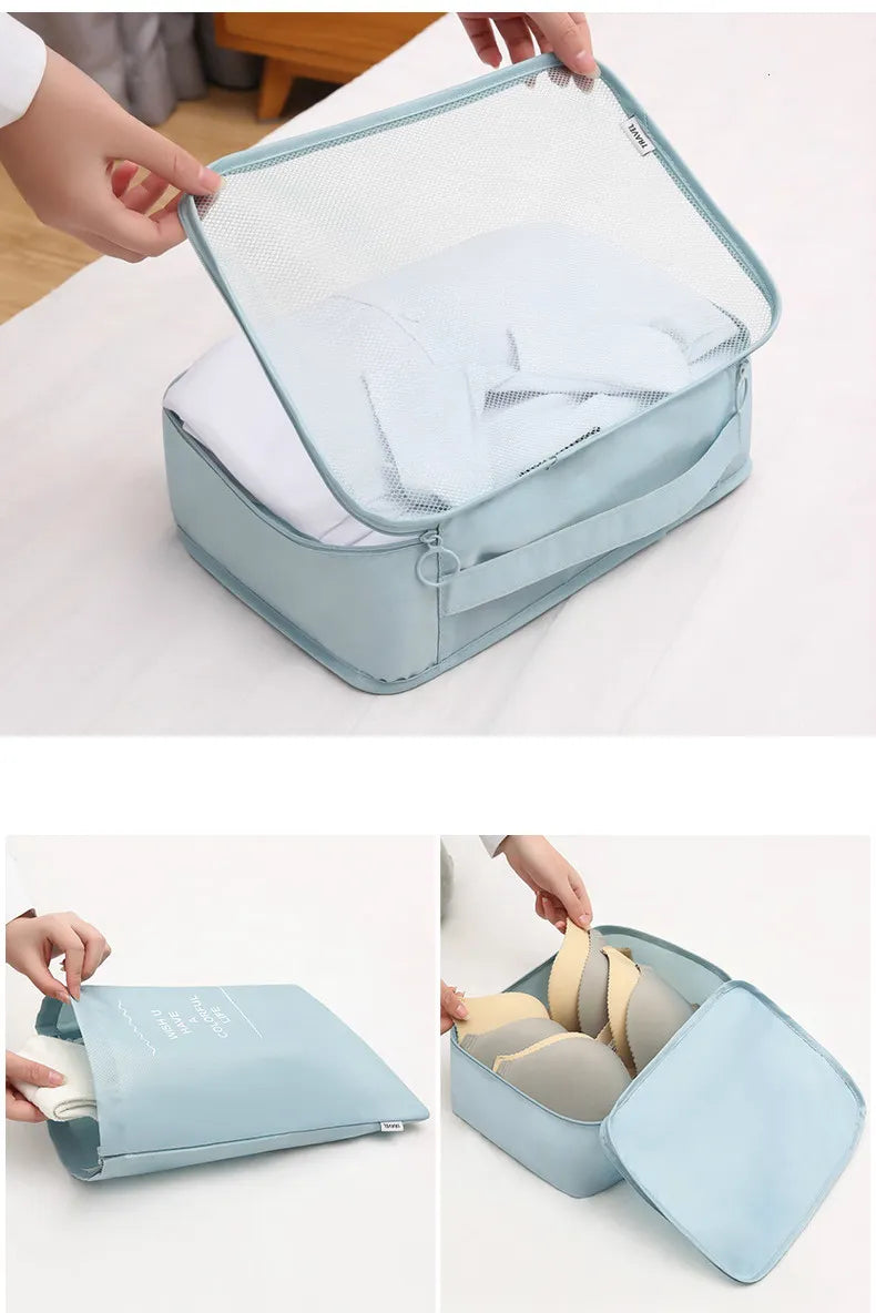 8-piece Set Luggage Divider Bag Travel Storage Clothes Underwear Shoes Organizer Packing Cube Bag