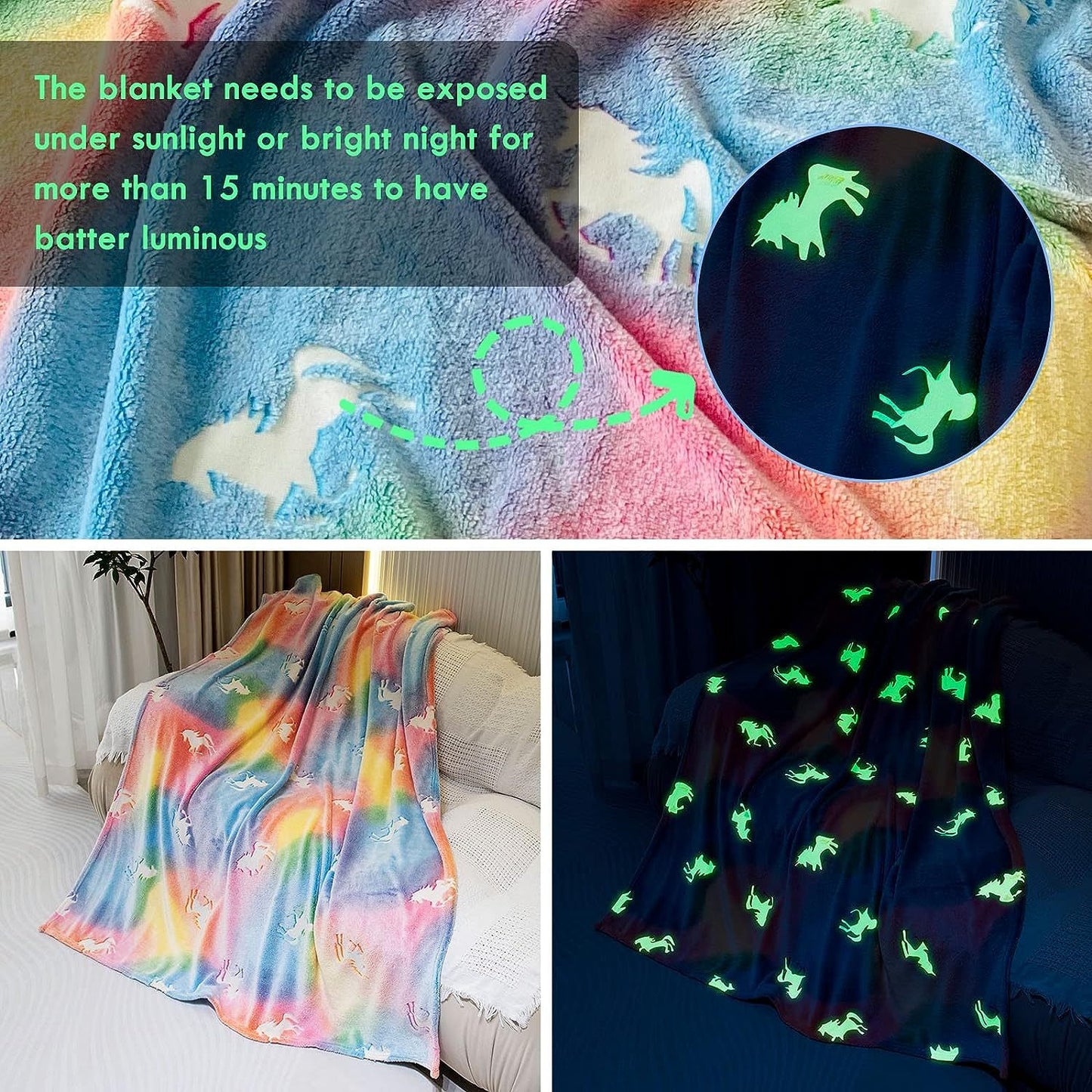 Glow In The Dark Throw Blanket, Blanket For kids, Luminous Kids Blanket, Soft Blankets, Birthday, Christmas ,Thanksgiving Gifts