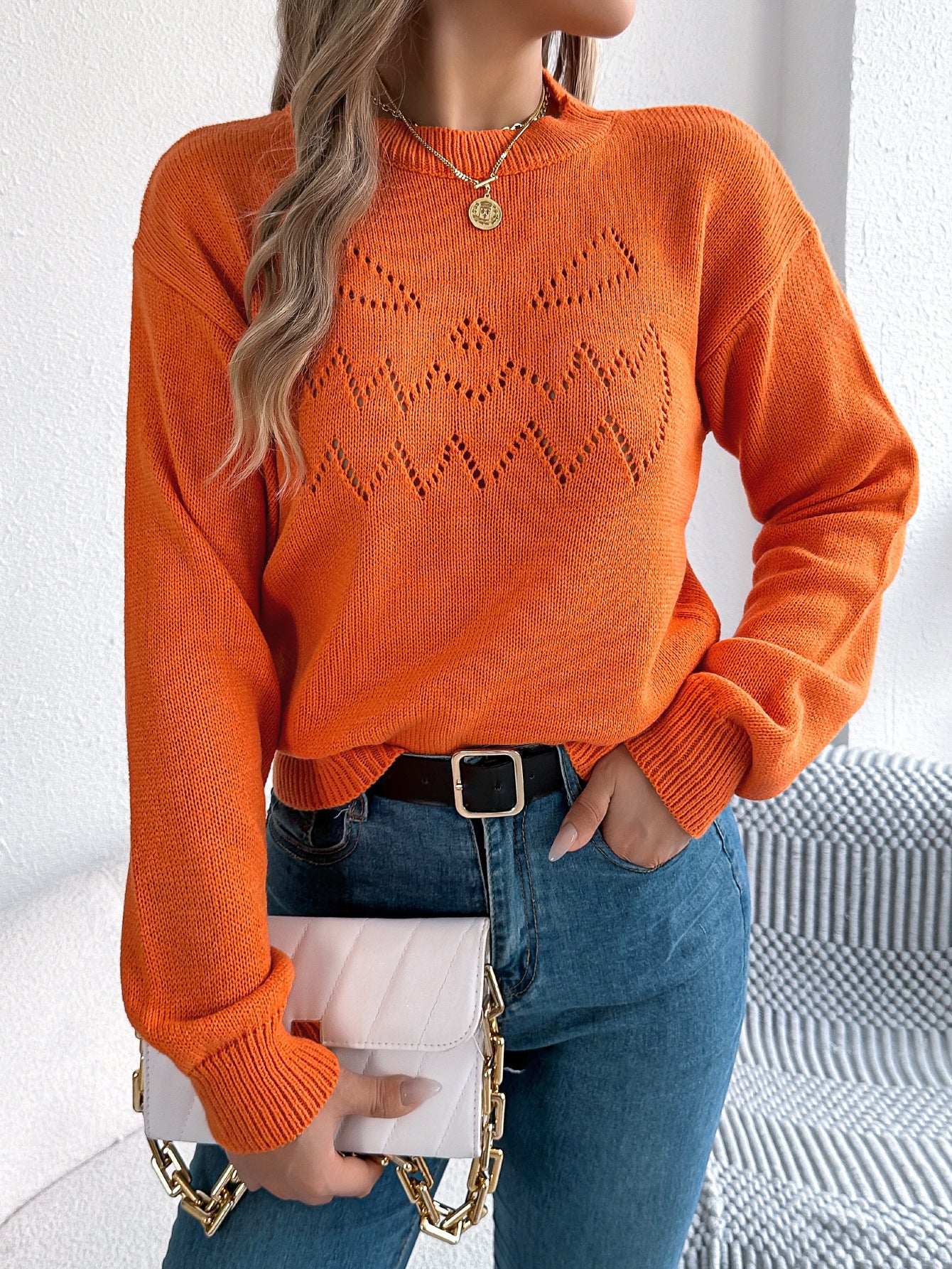Hollow-out Lantern Long Sleeve Pullover Halloween