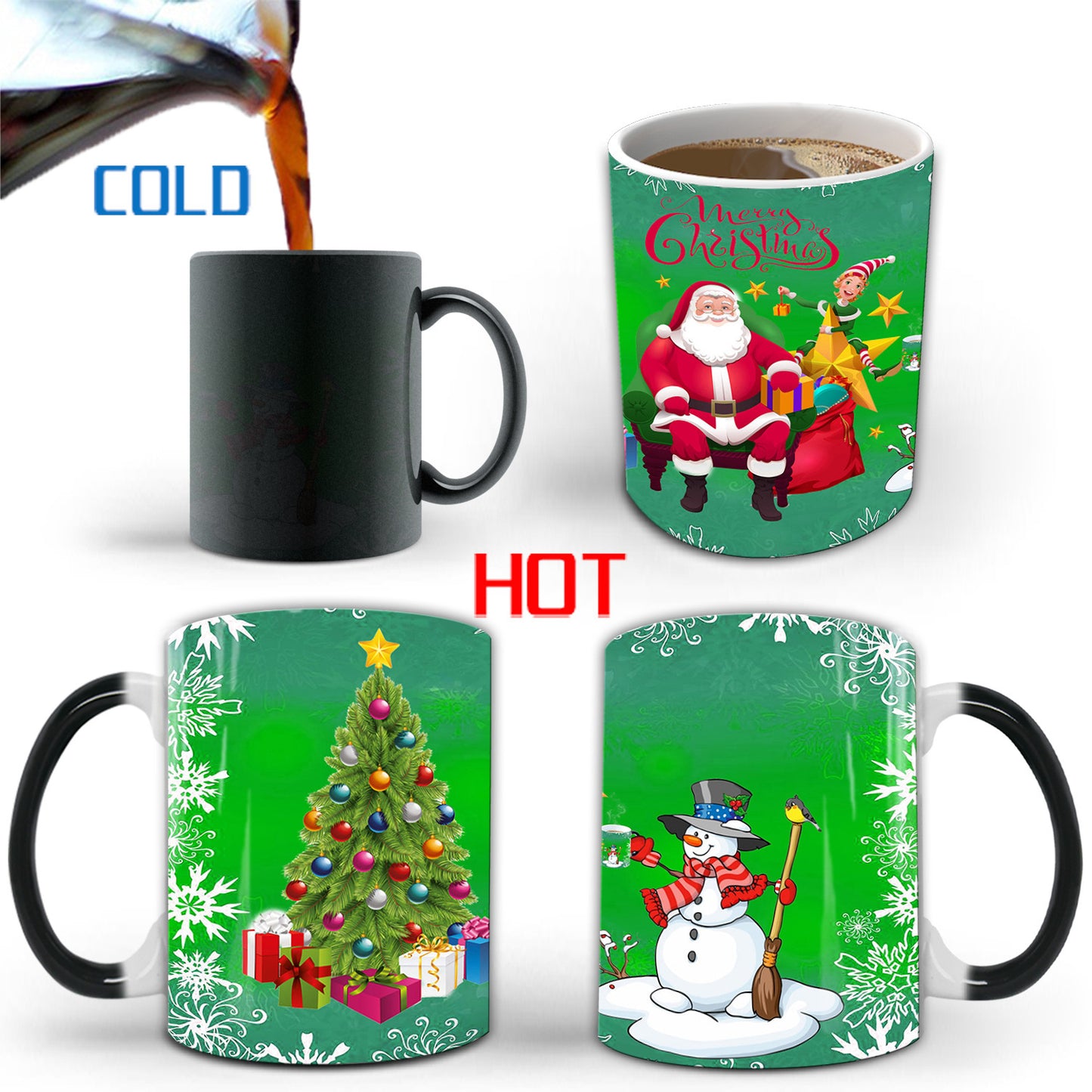 Christmas Color-changing Mark Ceramic Thermal Magic Coffee Tea Cup