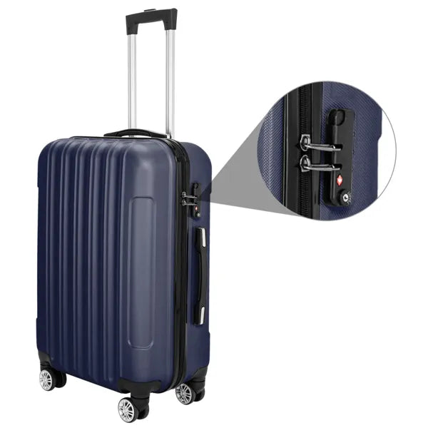 Vertical 3-in-1 Spinner Wheel With Handle Trolley Case 20in 24in 28in ABS Aluminum Alloy Trolley Classic Color - Navy Blue- FREE USA SHIPPING