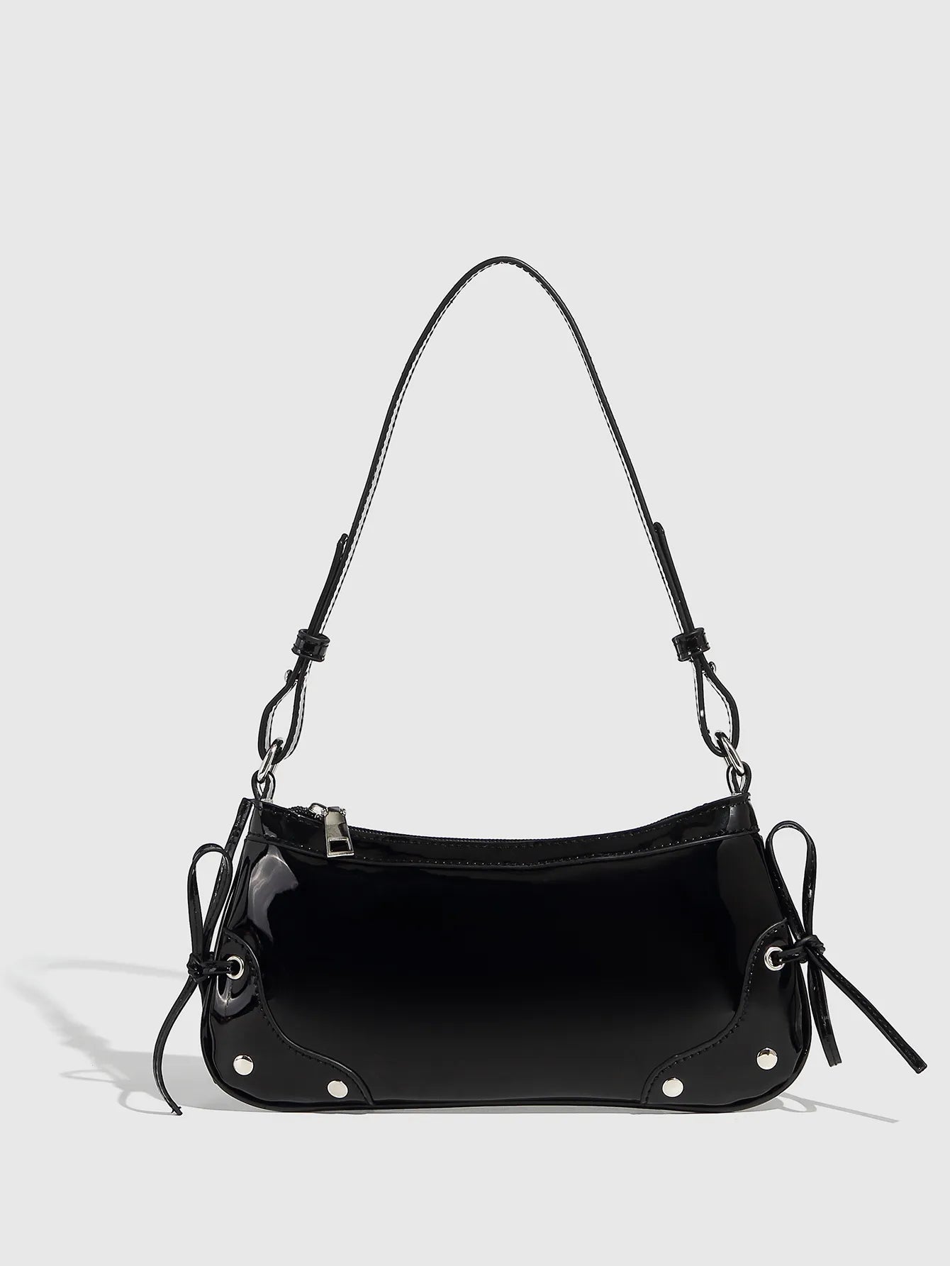 Solid Color Underarm Bag Shoulder Bag Double Bow Small Square Bag