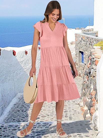 Mid-length Stitching Big Swing Pocket Dress
