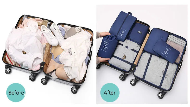 8-piece Set Luggage Divider Bag Travel Storage Clothes Underwear Shoes Organizer Packing Cube Bag