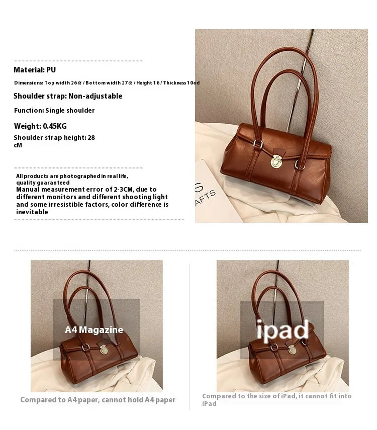Retro High-grade Underarm Document Tote Bag Women