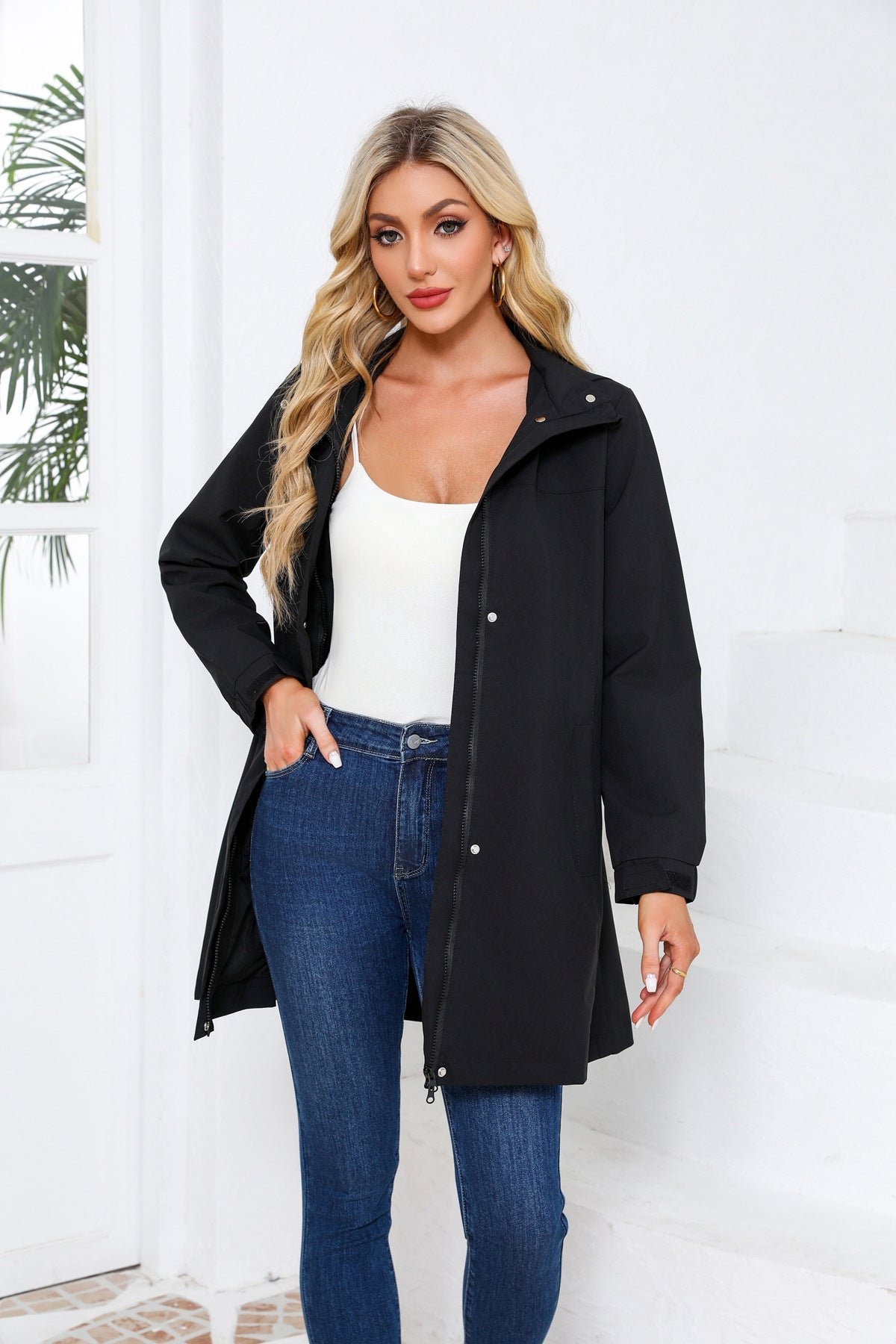 Women's Solid Color Long Sleeve Thin Coat European Size