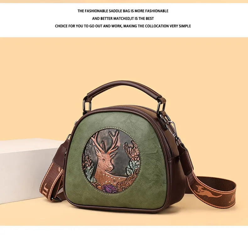 Retro Embossing Large Capacity Women's Handbag All-matching