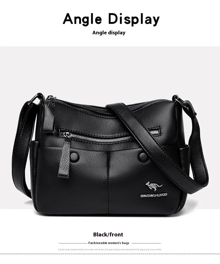 Middle-aged Mom Shoulder Simple All-matching Soft Leather Bag