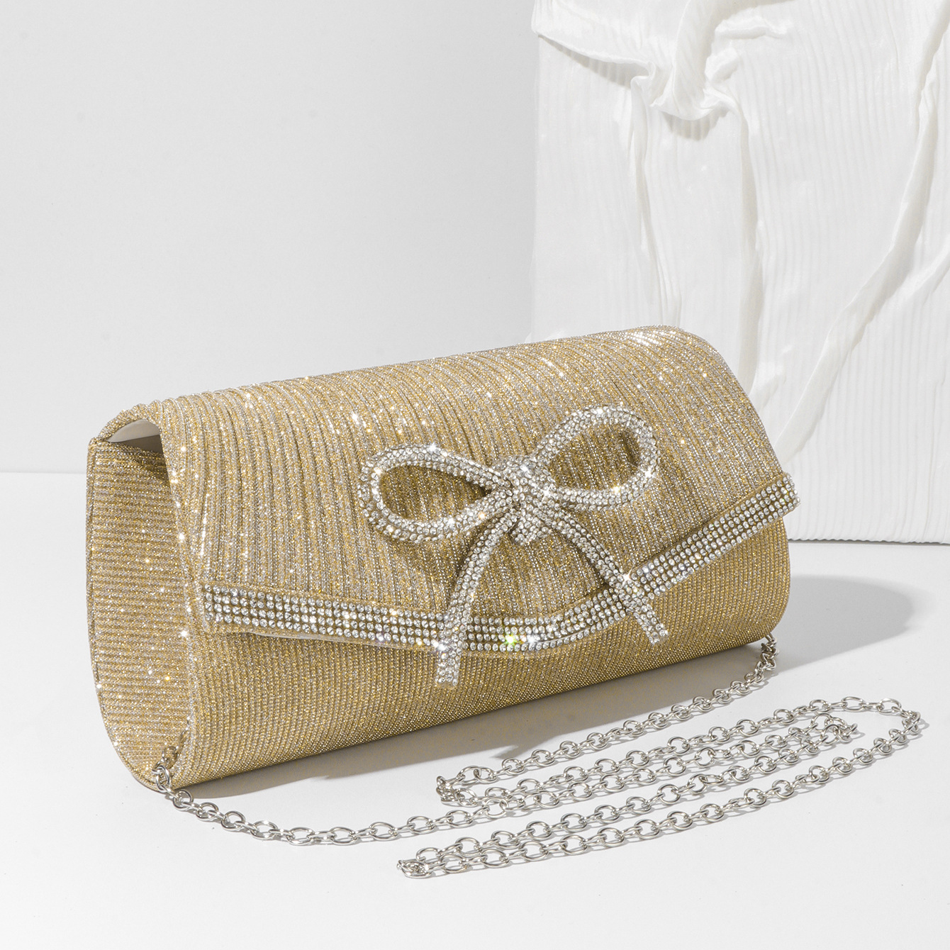 Bow Evening Sparkly Clutch Purses For Women