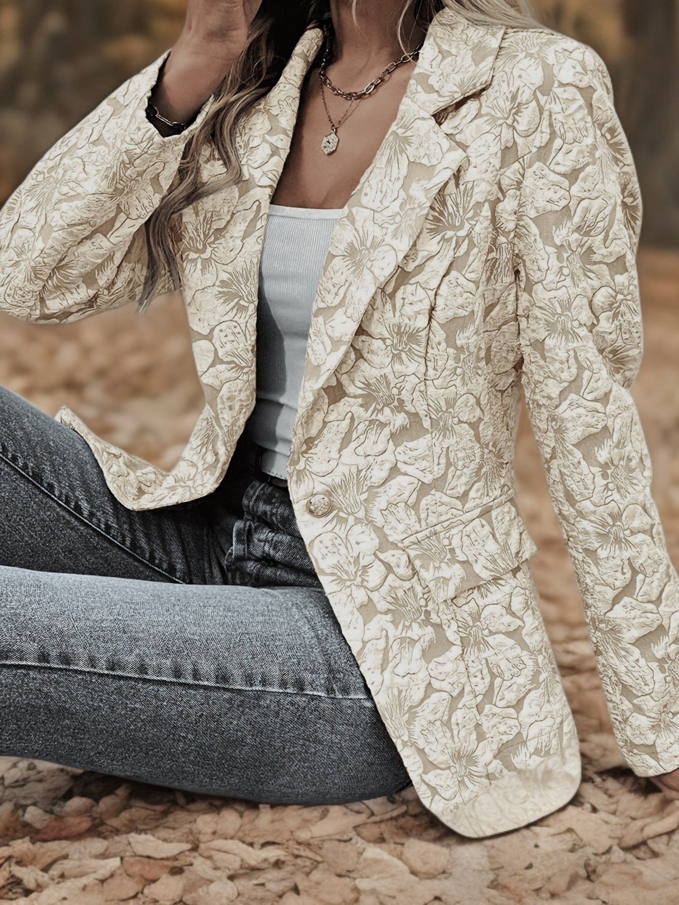 Women's Long-sleeved Single-button Lapel Fashion Casual Jacket With Lining