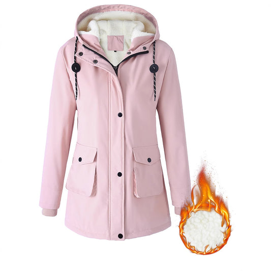 European Size Thickened Velvet Cotton Clothes Female Casual Hooded Coat
