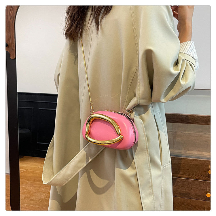 Small Bag Vintage Hardware Metal Handle Chain Crossbody Bag