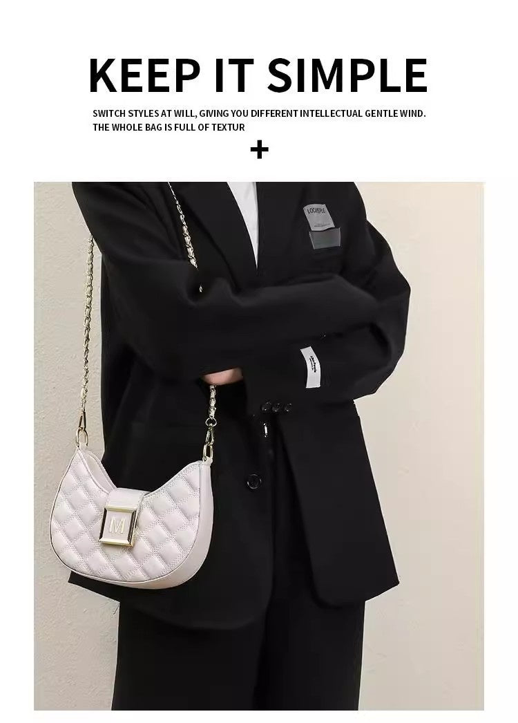 High-end New Fashion Rhombus Single Shoulder Underarm All-match Niche Texture Chain Messenger Bag
