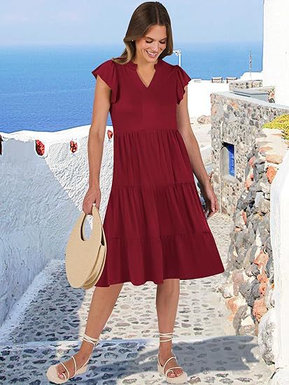 Mid-length Stitching Big Swing Pocket Dress