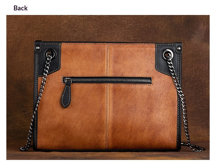 Large-Capacity ShoulderCrossbody Top-Grain Leather Tote Bag