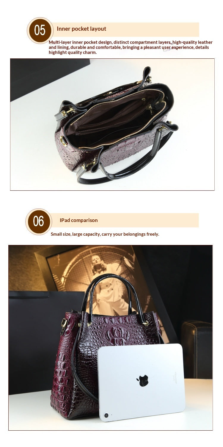 Stylish Textured And Colorful Crocodile-Print Womens Shoulder Bag