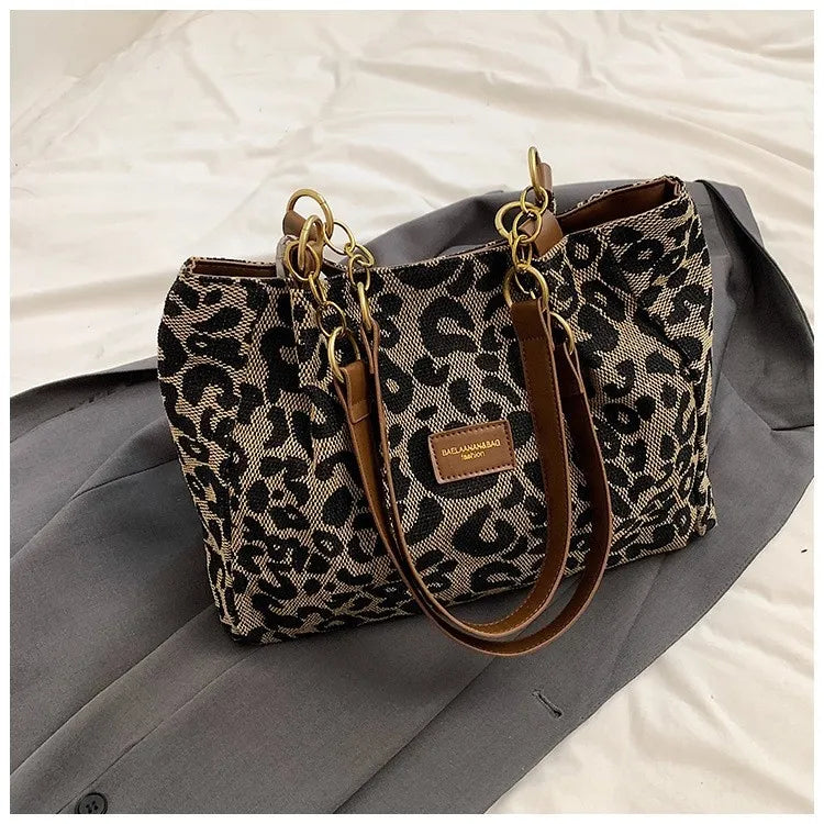 All-match Leopard Print One-shoulder Underarm Women's Bag Sense Large Capacity Totes
