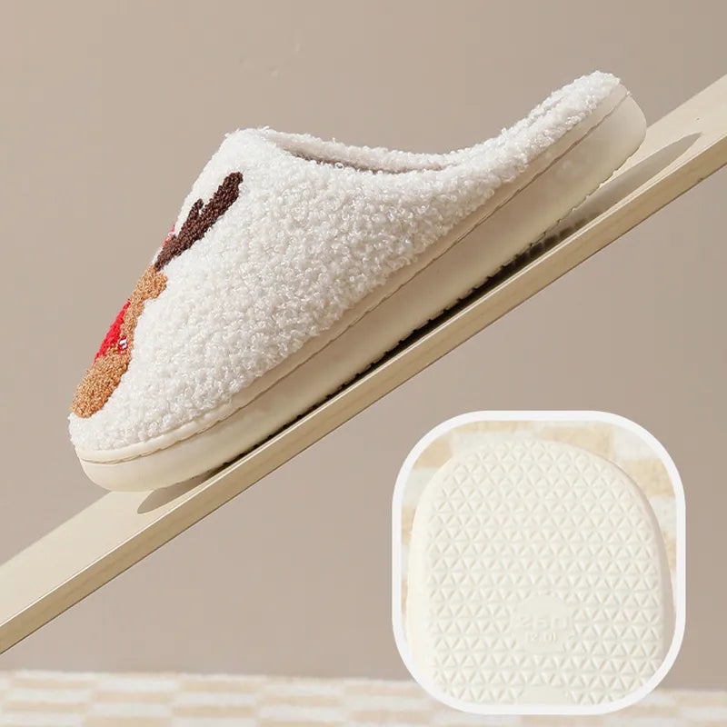 Christmas Shoes Winter Home Slippers Elk Soft Cozy Bedroom Slipper Slip On House Shoes