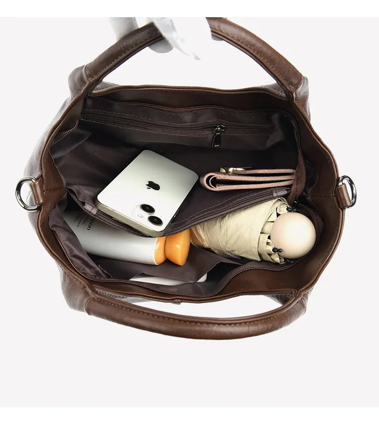Soft Leather Handbag Women's Lightweight And Large Capacity Crossbody Bag