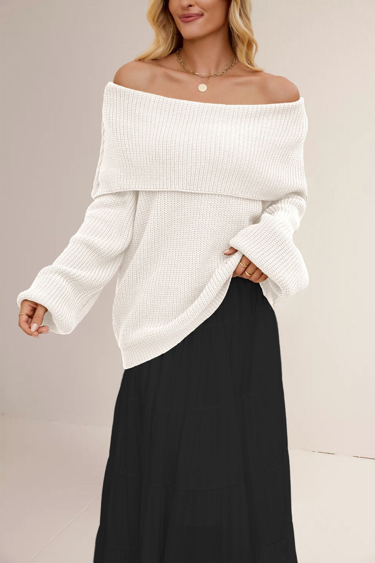 Loose Off Shoulder Pullover Top Sweater