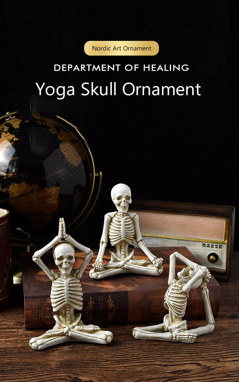 Halloween Horror Desktop Decoration Resin Ornaments Feature Modeling Yoga Skull Skeleton