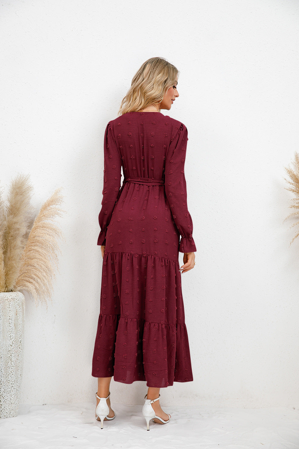 Solid Color Wide Hem Casual Dress Women's Clothing