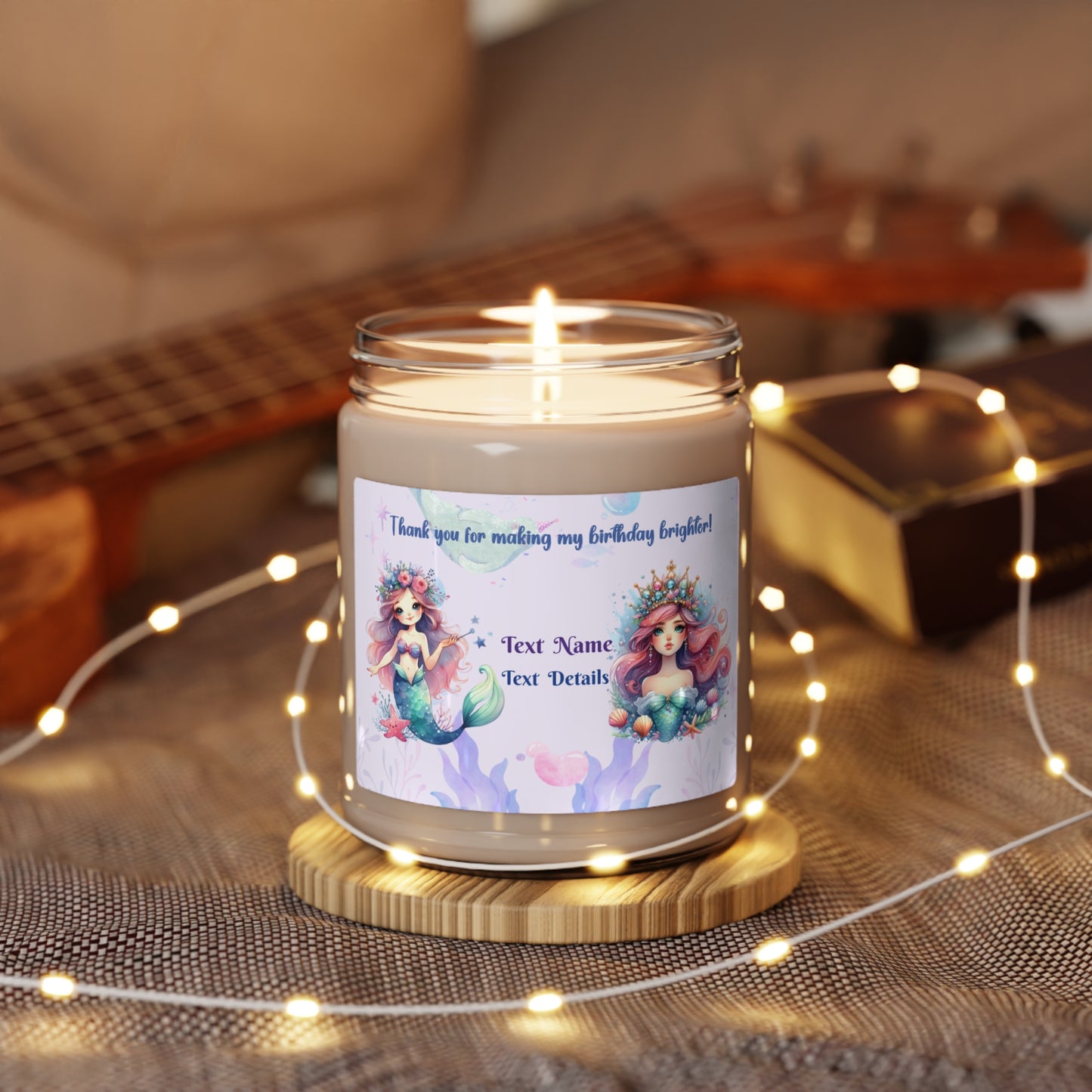 Scented Soy Candle, 9oz- Personalized  Mermaid Princess Gifts For Birthdays