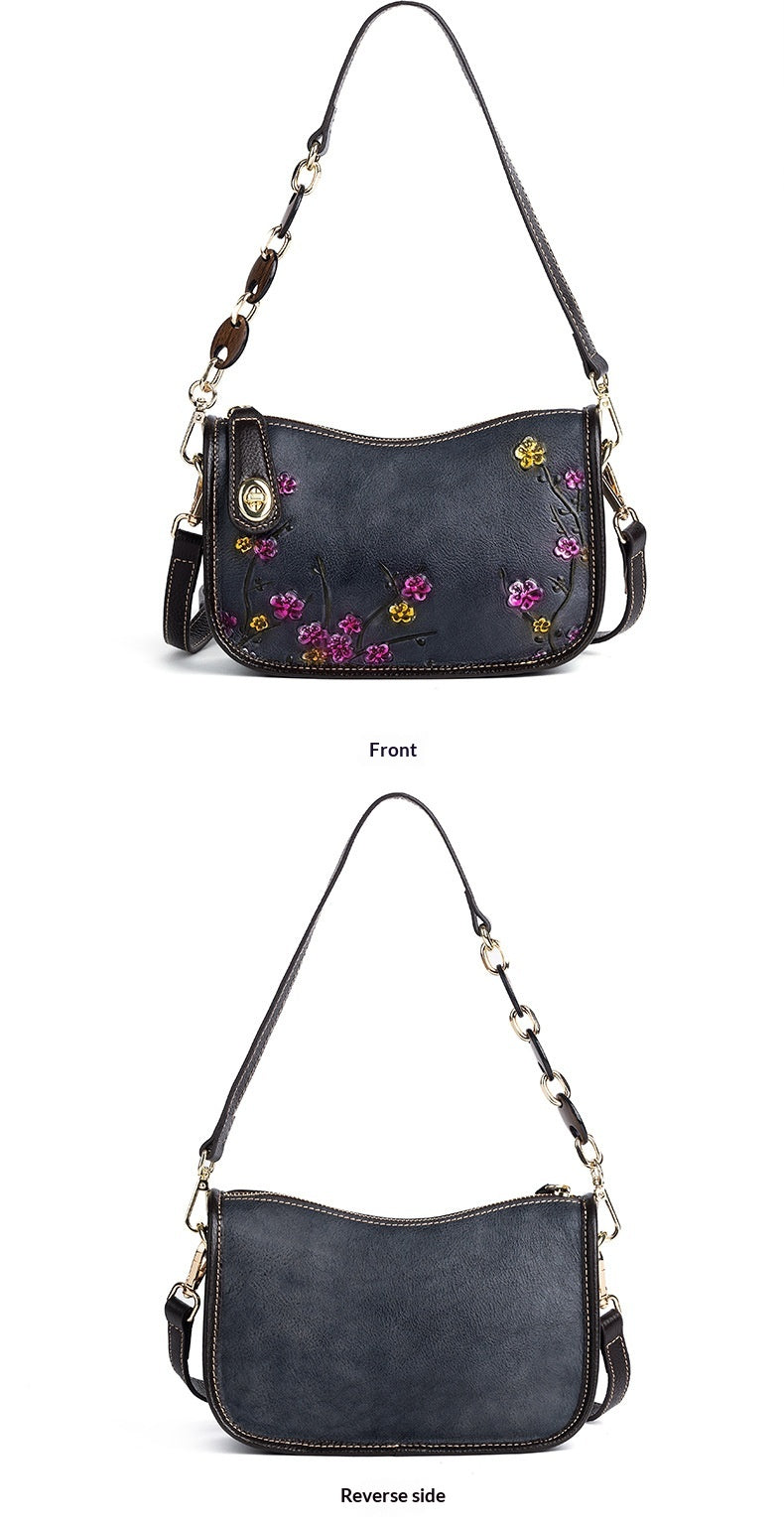 Retro First-Layer Cowhide Fashionable Simple Shoulder Bag