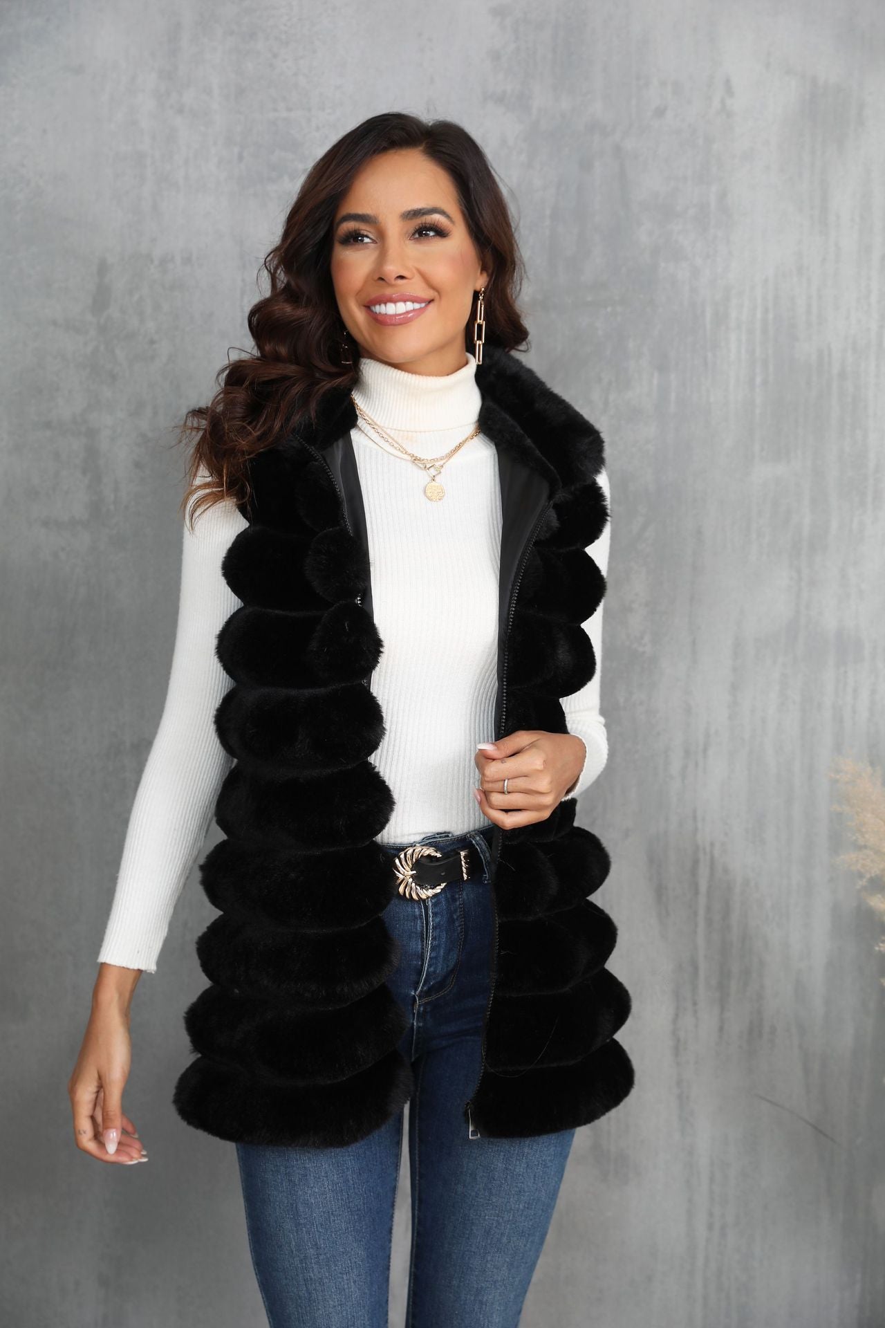 Mid-length Autumn And Winter New Faux Fur Vest For Women