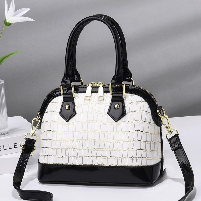 Women's Crossbody Bag Top Handle Bag Patent Leather Cowhide Solid Color Daily Handbags