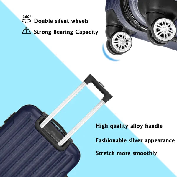 Vertical 3-in-1 Spinner Wheel With Handle Trolley Case 20in 24in 28in ABS Aluminum Alloy Trolley Classic Color - Navy Blue- FREE USA SHIPPING