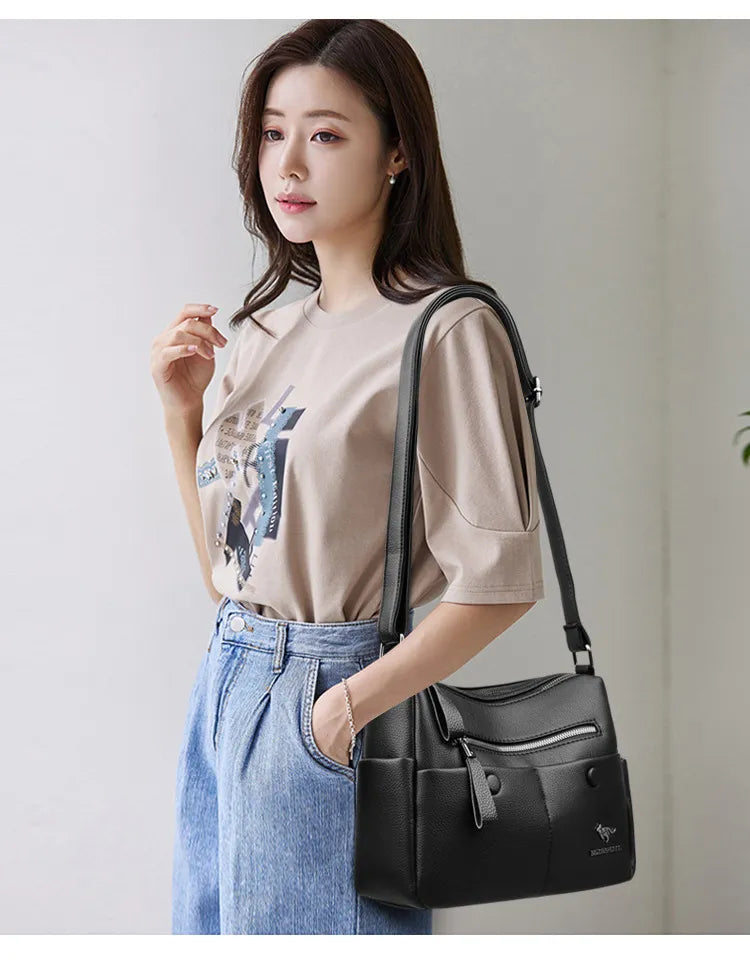 Middle-aged Mom Shoulder Simple All-matching Soft Leather Bag