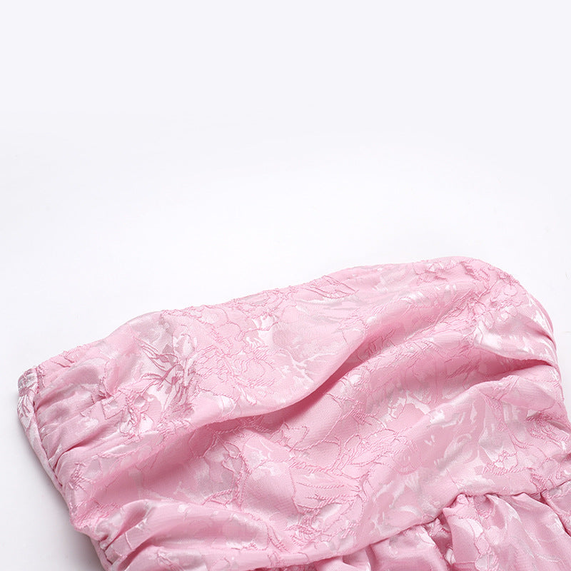 Women's Slim-fit Jacquard Satin Tube Top Dress