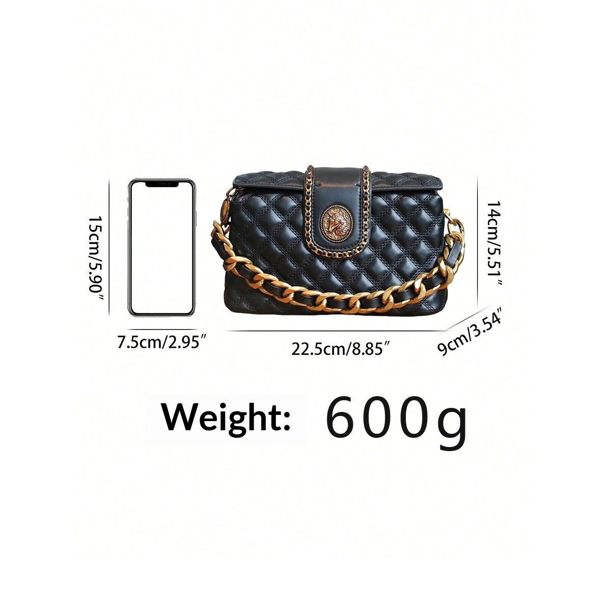 Stylish Solid-color High-end Diamond-quilted Crossbody Bag