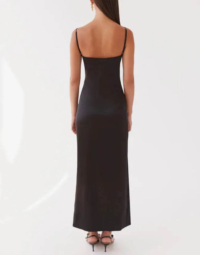 Solid Color Elegant Silk Sleeveless Suspender Skirt For Women