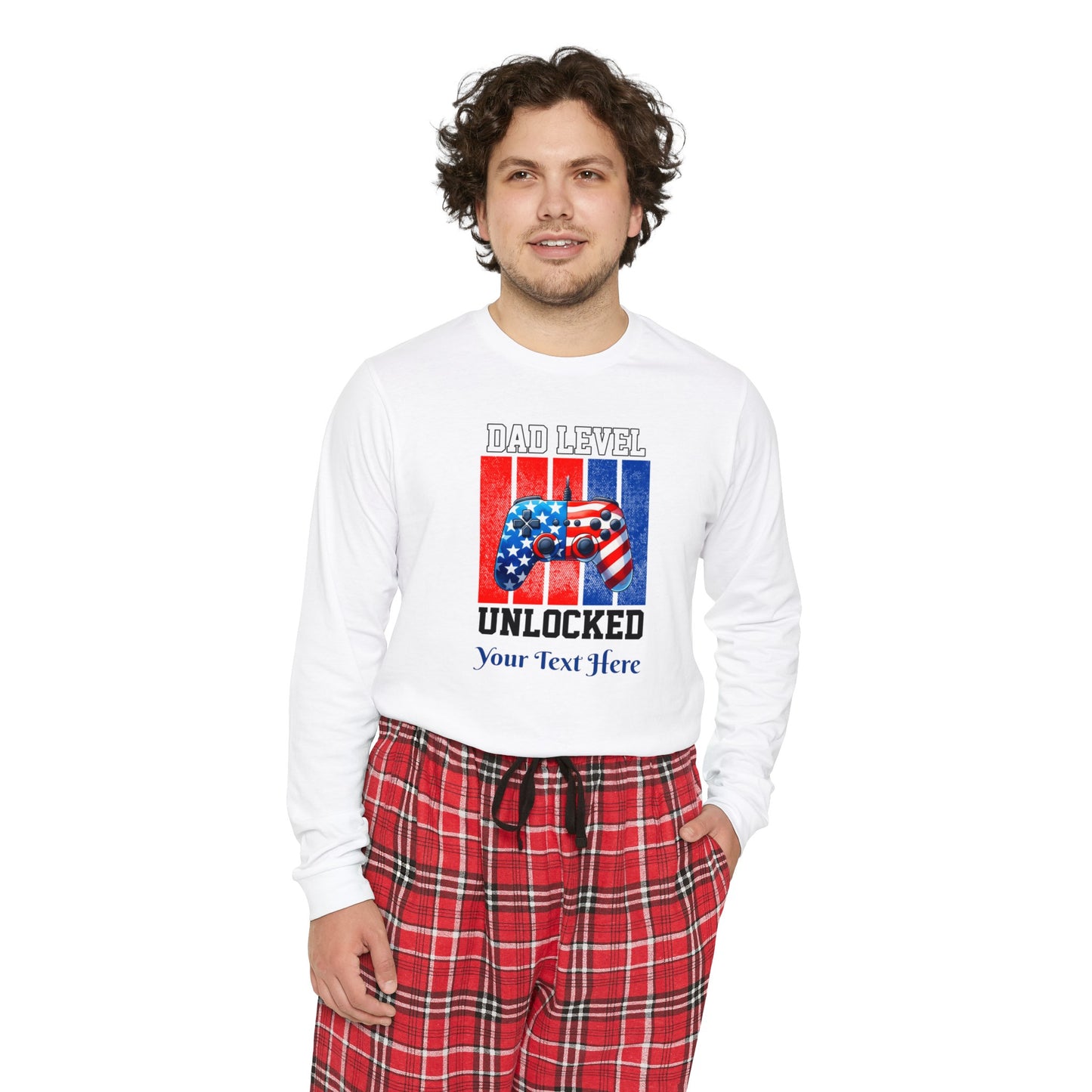 Men's Long Sleeve Pajama Set - Personalize With DAD Messages