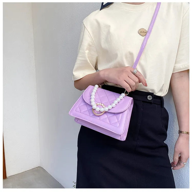 Hand-held Pearl Chain Bag Summer Shoulder Messenger Square Bag