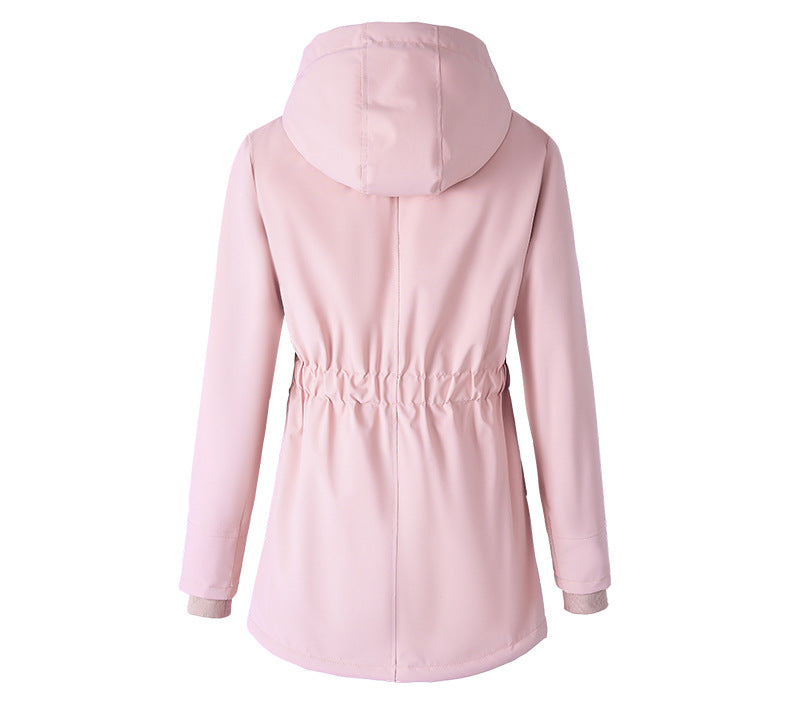 European Size Thickened Velvet Cotton Clothes Female Casual Hooded Coat