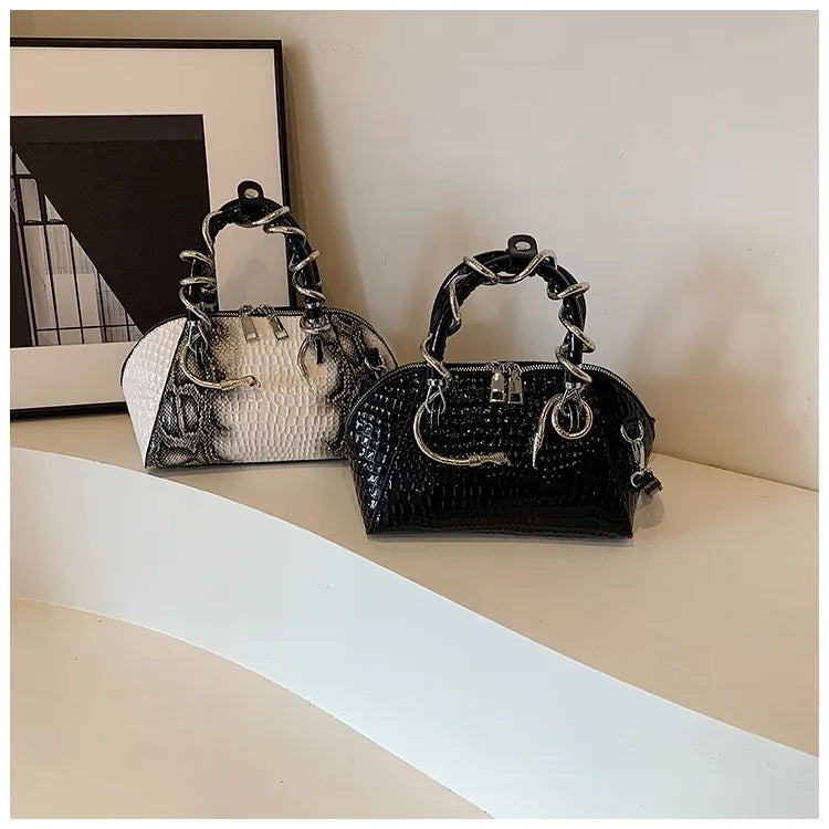 European And American Fashion Stone Pattern Personality Retro Easy Matching Portable Crossbody Shell Bag