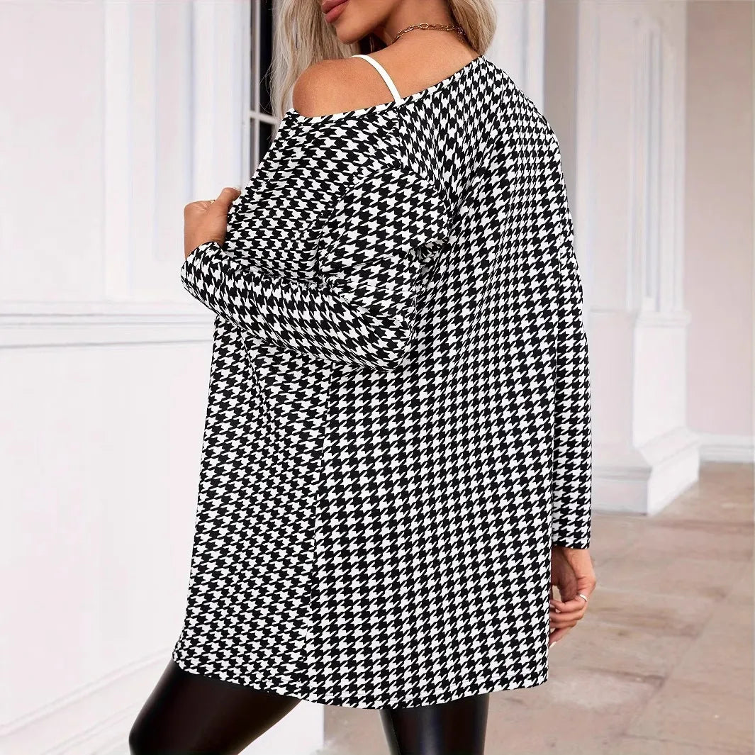 Spring And Autumn Two Seasons Women's Printed Coat Round Neck Small Suit