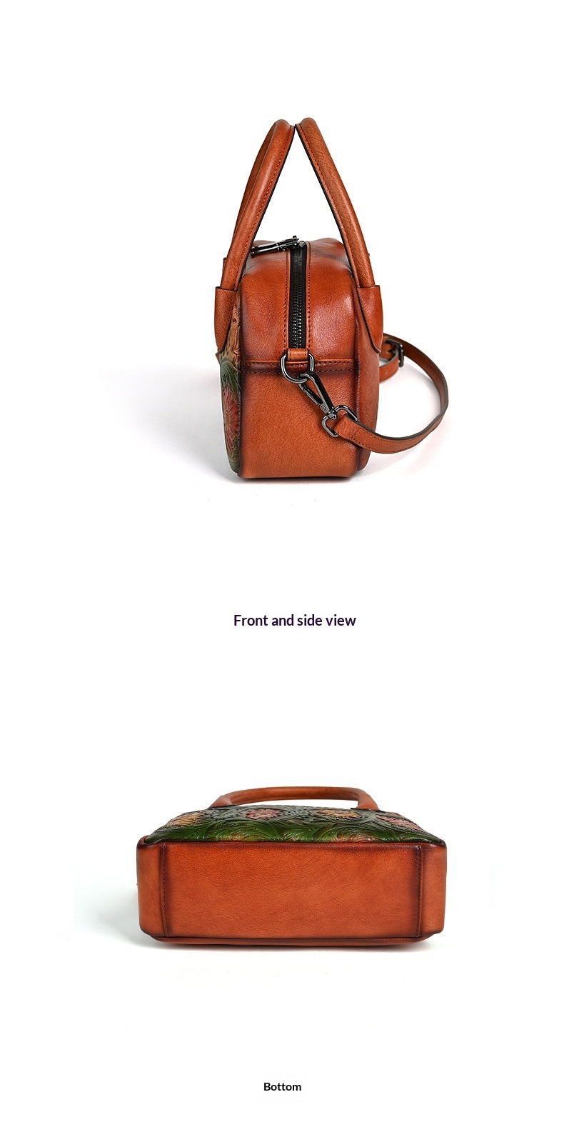 Retro Ethnic-style Full-grain Leather Shoulder Bag For Women