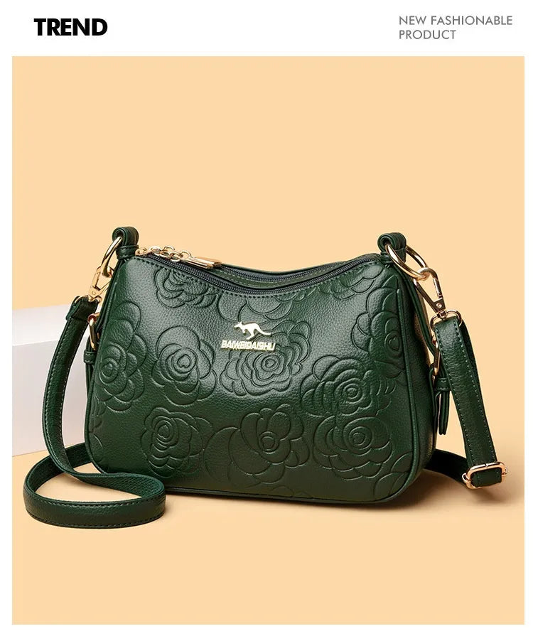 Soft Leather Textured Ethnic Style Simple Versatile Large Capacity Shoulder Messenger Bag