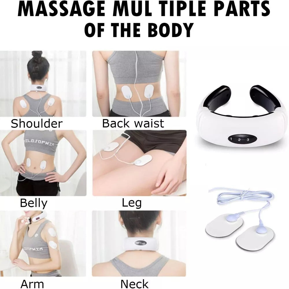 Electric Tens Unit Pulse Neck Massager Magnetic Pulse Therapy Vertebra Relax