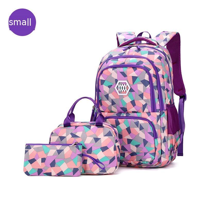 Nylon Camouflage Children's Schoolbag Three-piece Set