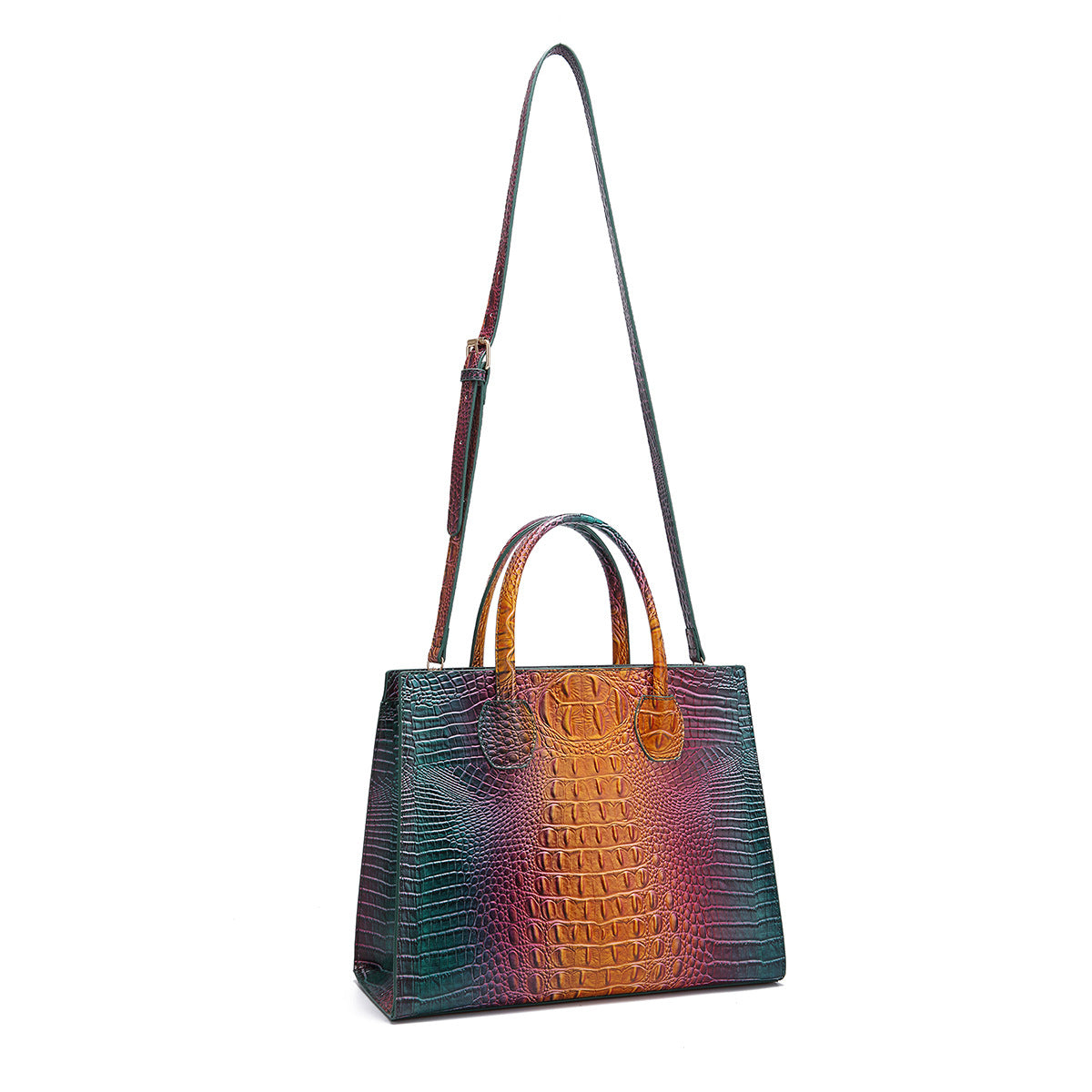 Womens Crossbody Tote Bag  With Vibrant Crocodile-Grain Design