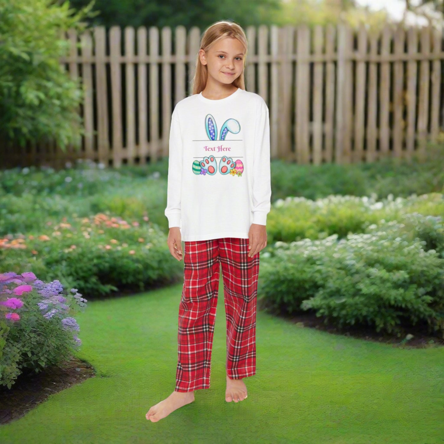 Youth Long Sleeve Holiday Outfit Set - Personalize With Easter Bunny