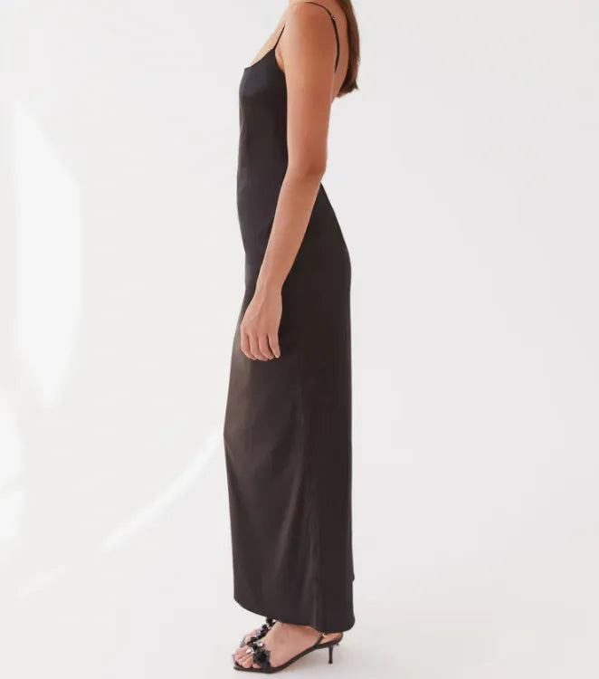 Solid Color Elegant Silk Sleeveless Suspender Skirt For Women