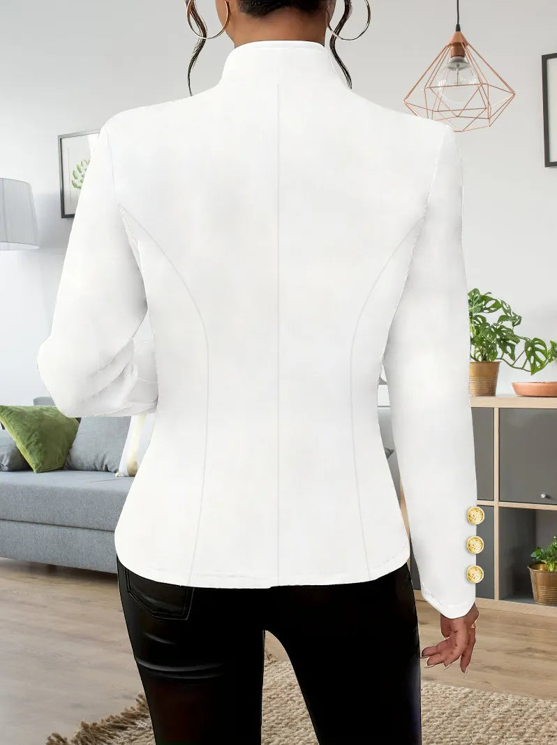 Elegant Fashion Casual Double Buckle Solid Color Long Sleeve Suit