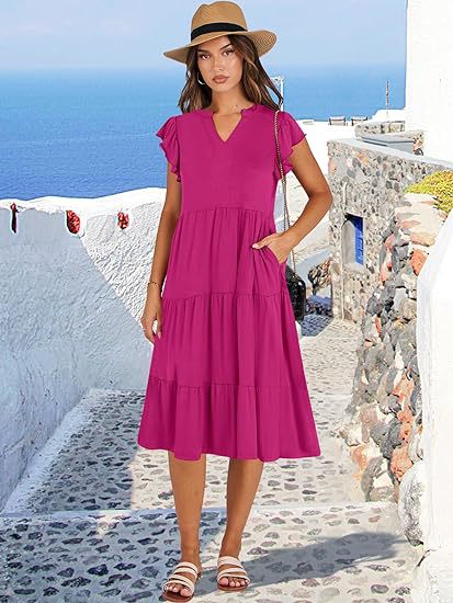 Mid-length Stitching Big Swing Pocket Dress