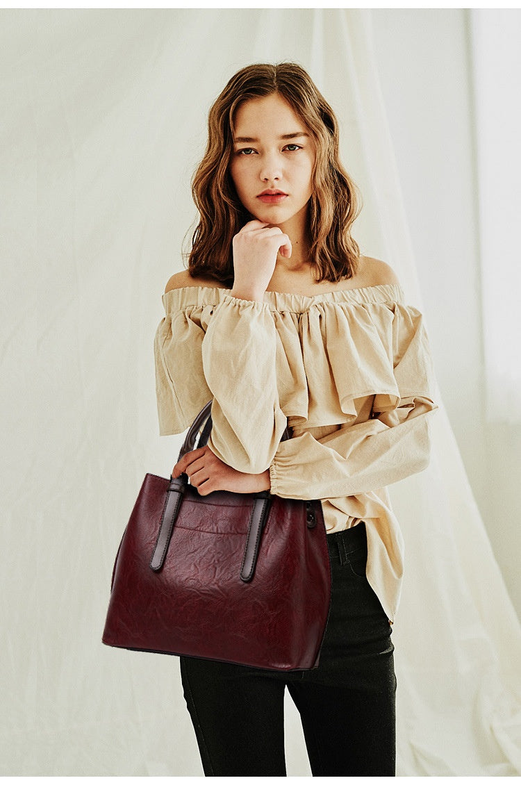 Retro Handbag Contrast Shoulder Women Bag Big Bag